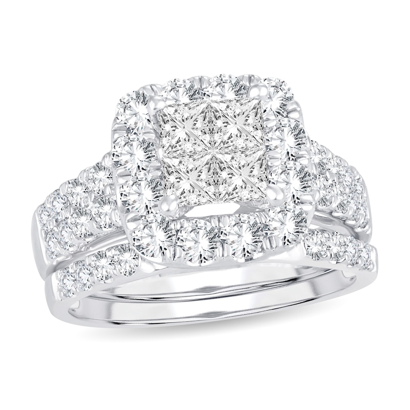 Main Image 1 of Diamond Bridal Set 2 ct tw Princess 14K White Gold