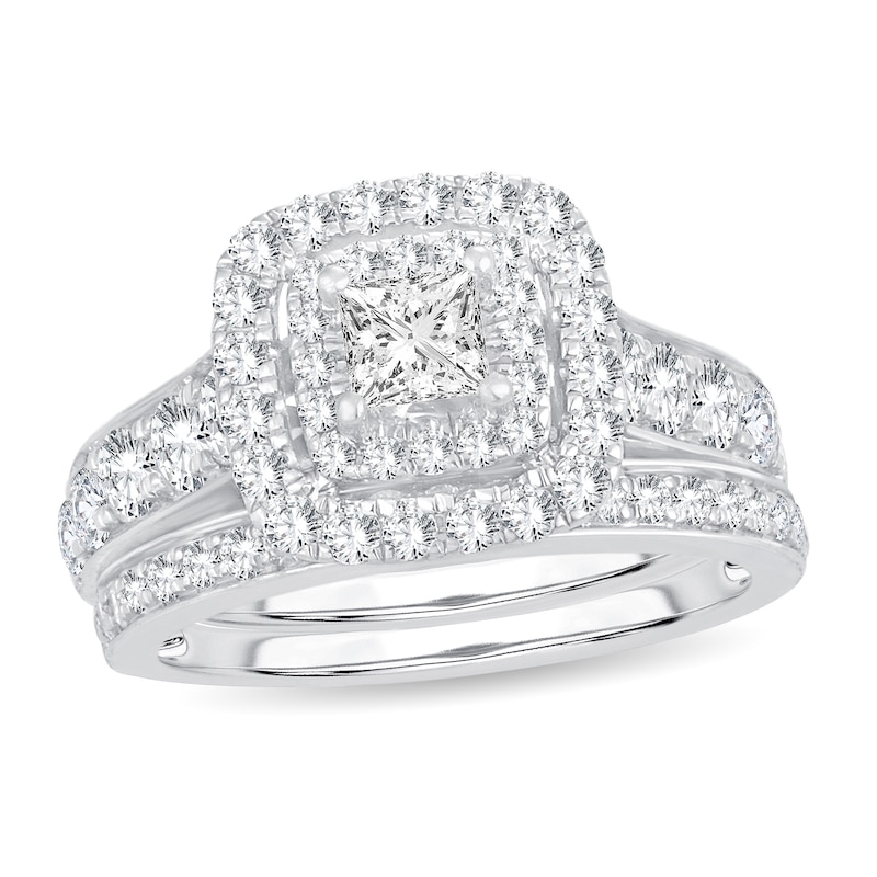 Diamond Bridal Set 2 ct tw Princess 14K White Gold