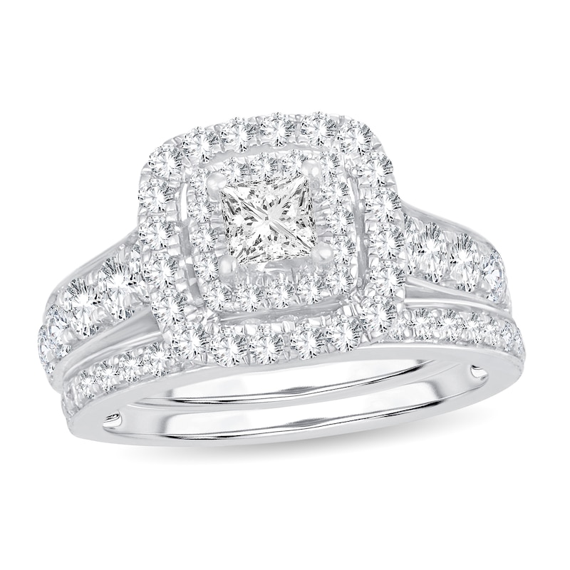 Main Image 1 of Diamond Bridal Set 2 ct tw Princess 14K White Gold