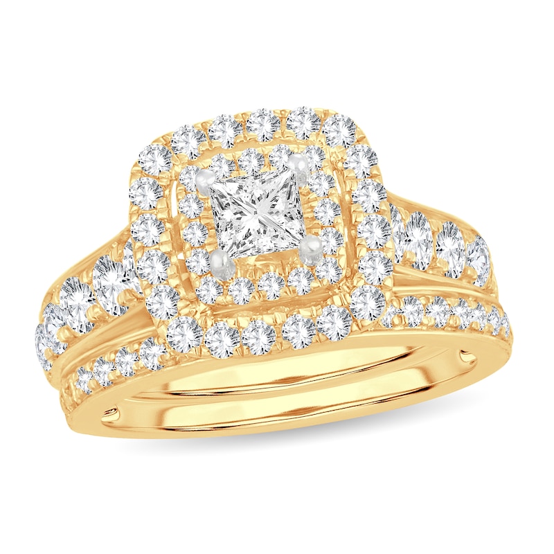 Main Image 1 of Diamond Bridal Set 2 ct tw Princess 14K Yellow Gold