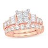 Thumbnail Image 1 of Diamond Bridal Set 2 ct tw Round/Princess/Baguette 14K Rose Gold