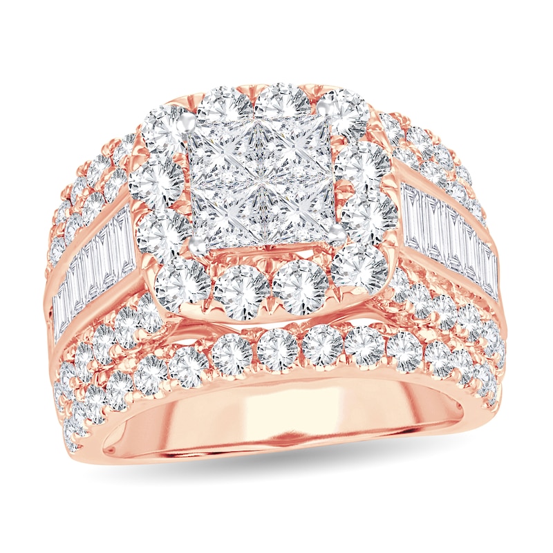 Main Image 1 of Diamond Ring 4 ct tw Round/Princess/Baguette 14K Rose Gold