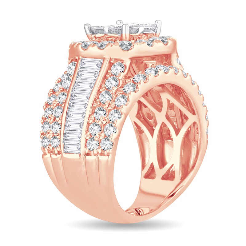 Main Image 2 of Diamond Ring 4 ct tw Round/Princess/Baguette 14K Rose Gold