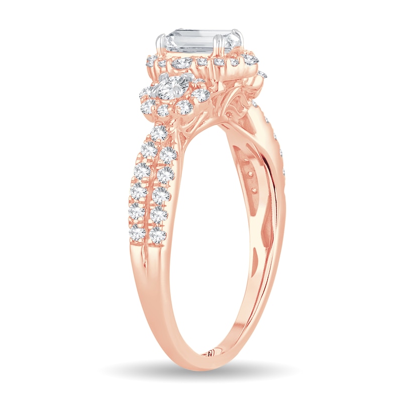 Main Image 2 of Diamond Ring 1-1/6 ct tw Emerald-cut 14K Rose Gold