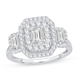Diamond Engagement Ring 1-1/2 ct tw Emerald-cut 14K White Gold