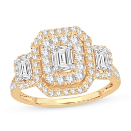 Diamond Ring 1-1/2 ct tw Emerald-cut 14K Yellow Gold