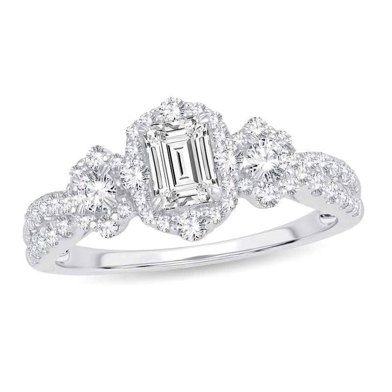 Diamond Engagement Ring 1-1/6 ct tw Emerald-cut 14K White Gold