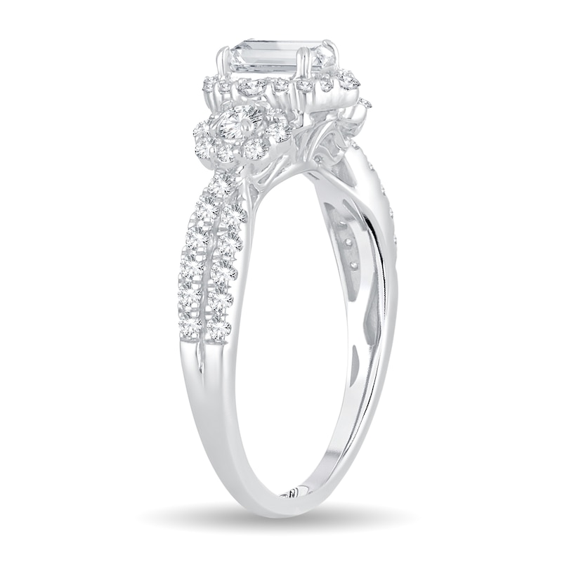 Main Image 2 of Diamond Engagement Ring 1-1/6 ct tw Emerald-cut 14K White Gold