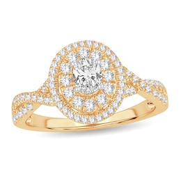 Diamond Ring 3/4 ct tw Oval 14K Yellow Gold