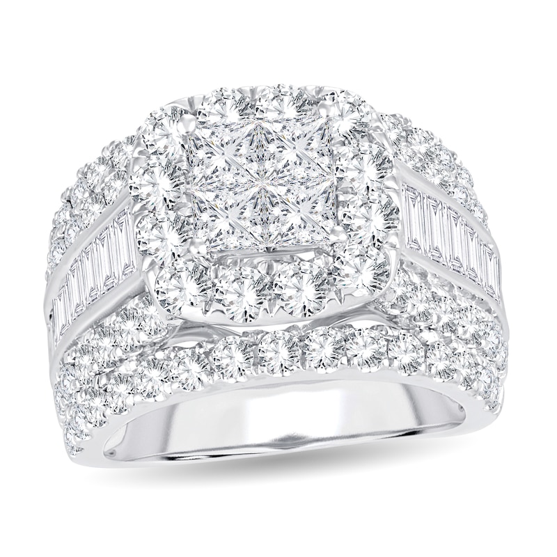 Main Image 1 of Diamond Engagement Ring 4 ct tw Round/Princess/Baguette 14K White Gold