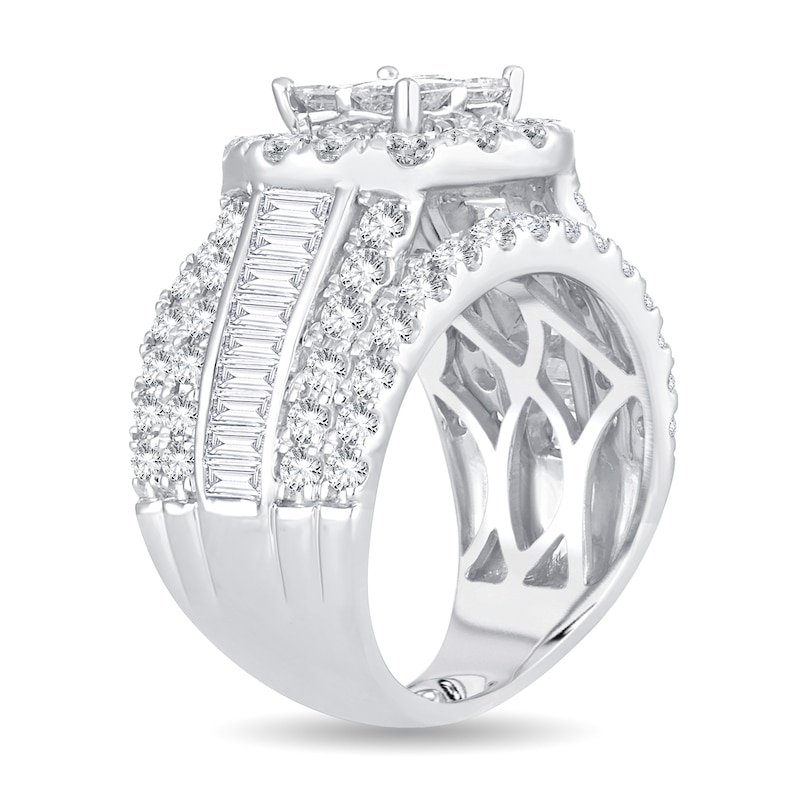 Diamond Engagement Ring 4 ct tw Round/Princess/Baguette 14K White Gold