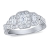 Thumbnail Image 0 of Diamond 3-Stone Engagement Ring 1 ct tw Round/Emerald 14K White Gold