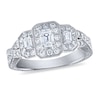 Thumbnail Image 1 of Diamond 3-Stone Engagement Ring 1 ct tw Round/Emerald 14K White Gold