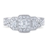 Thumbnail Image 4 of Diamond 3-Stone Engagement Ring 1 ct tw Round/Emerald 14K White Gold