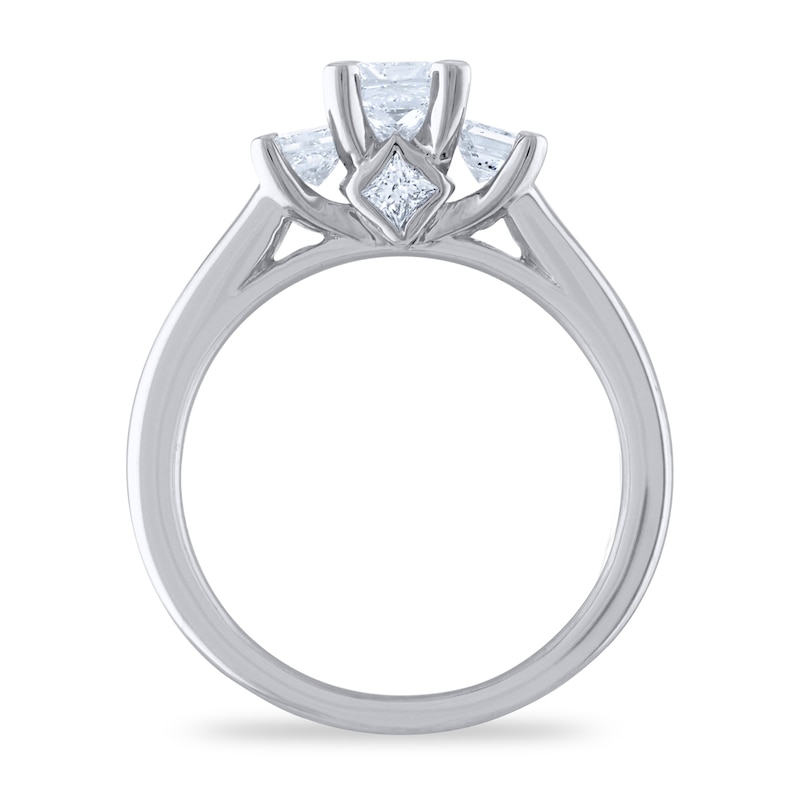 Main Image 3 of Diamond 3-Stone Engagement Ring 1 ct tw Princess 14K White Gold