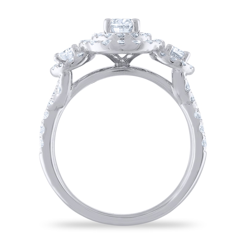 Main Image 3 of Diamond 3-Stone Engagement Ring 1-3/4 ct tw Oval/Round 14K White Gold