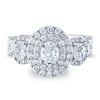 Thumbnail Image 4 of Diamond 3-Stone Engagement Ring 1-3/4 ct tw Oval/Round 14K White Gold