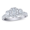Thumbnail Image 0 of Diamond 3-Stone Engagement Ring 1-1/4 ct tw Emerald/Round 14K White Gold