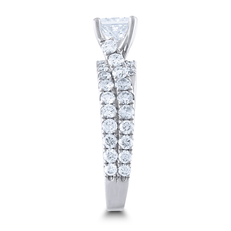 Main Image 2 of Diamond Engagement Ring 2 ct tw Round/Princess 14K White Gold