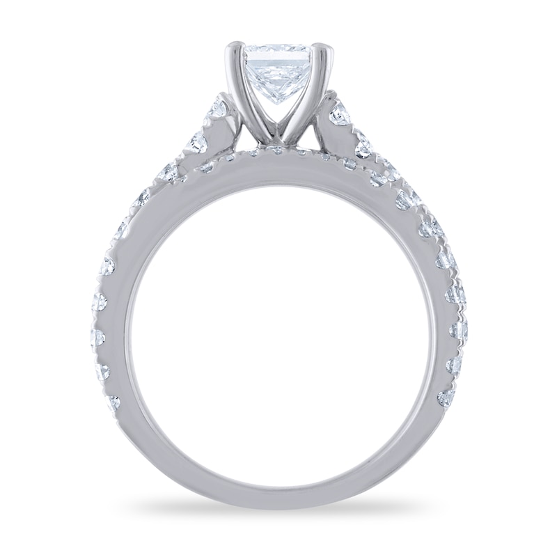 Main Image 3 of Diamond Engagement Ring 2 ct tw Round/Princess 14K White Gold
