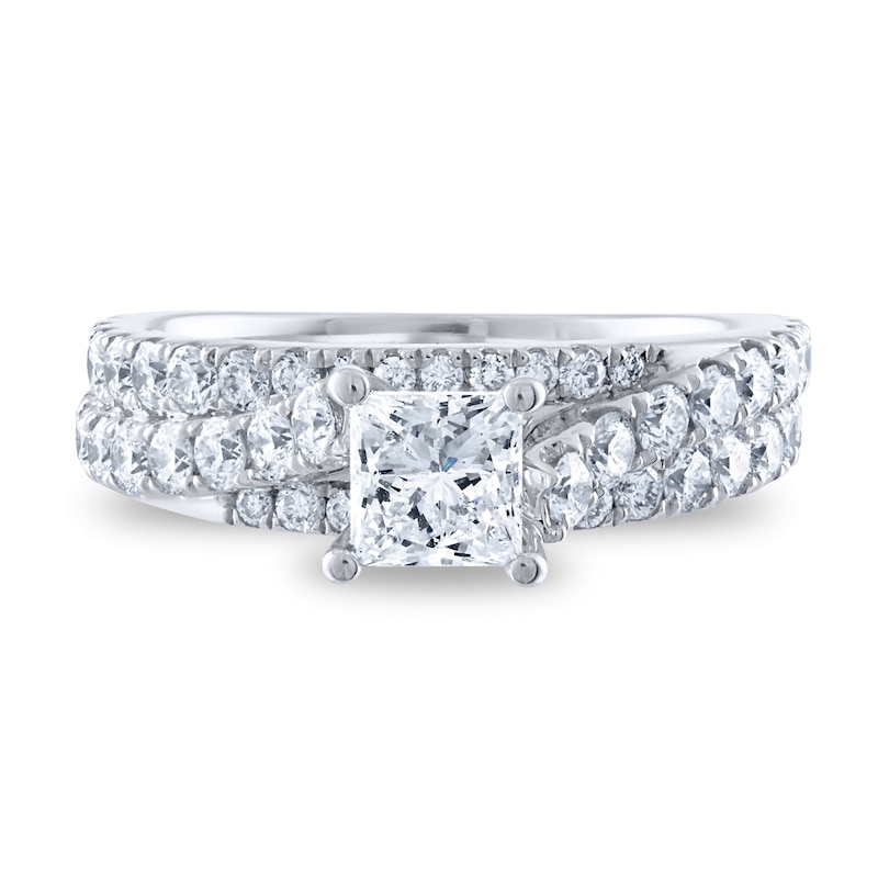 Main Image 4 of Diamond Engagement Ring 2 ct tw Round/Princess 14K White Gold
