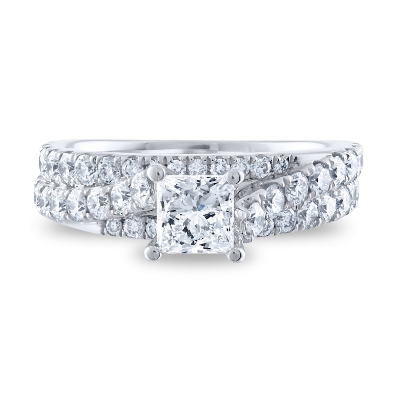 Diamond Engagement Ring 2 ct tw Round/Princess 14K White Gold