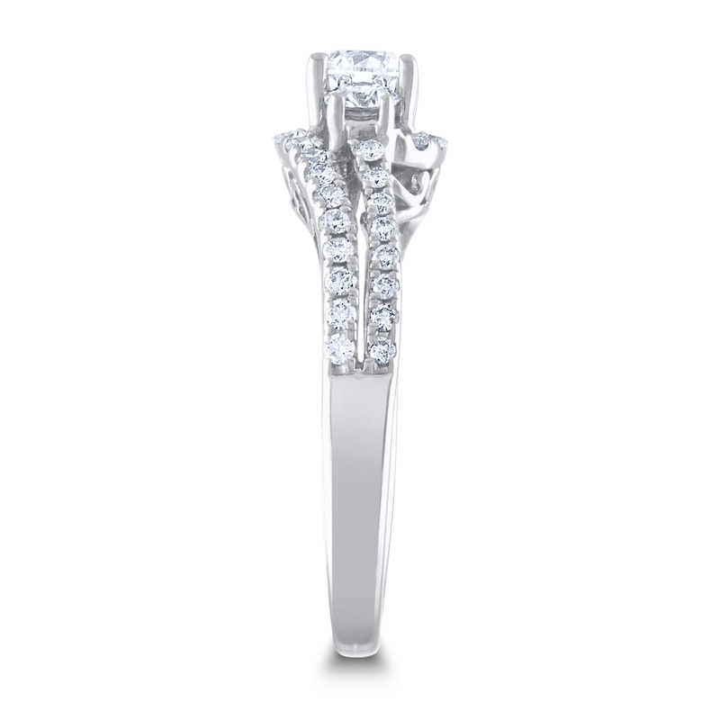 Main Image 2 of Diamond 3-Stone Engagement Ring 1 ct tw Round 14K White Gold