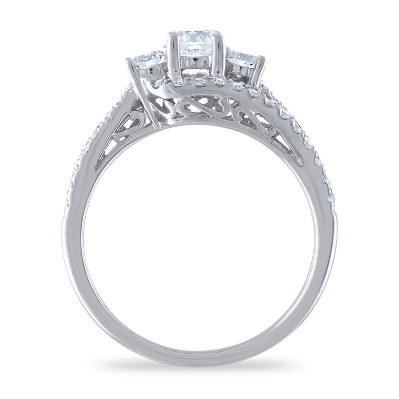 Main Image 3 of Diamond 3-Stone Engagement Ring 1 ct tw Round 14K White Gold