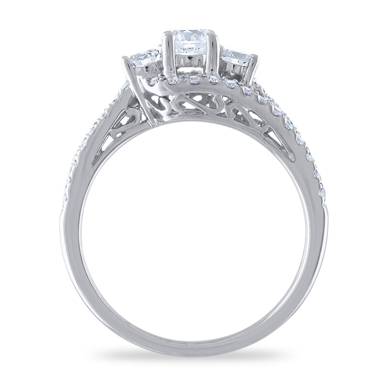 Diamond 3-Stone Engagement Ring 1 ct tw Round 14K White Gold