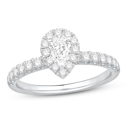 Diamond Engagement Ring 3/4 ct tw Round/Pear-shaped 14K White Gold