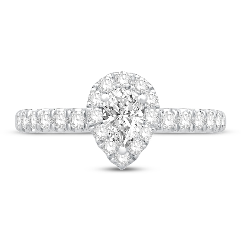 Diamond Engagement Ring 3/4 ct tw Round/Pear-shaped 14K White Gold