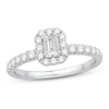 Thumbnail Image 0 of Diamond Engagement Ring 3/4 ct tw Round/Emerald 14K White Gold