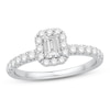 Thumbnail Image 1 of Diamond Engagement Ring 3/4 ct tw Round/Emerald 14K White Gold