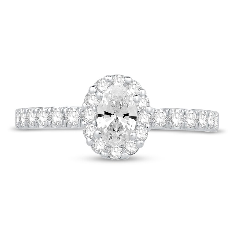 Diamond Engagement Ring 3/4 ct tw Round/Oval 14K White Gold