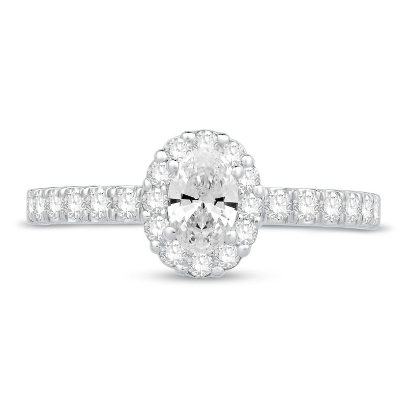 Main Image 2 of Diamond Engagement Ring 3/4 ct tw Round/Oval 14K White Gold