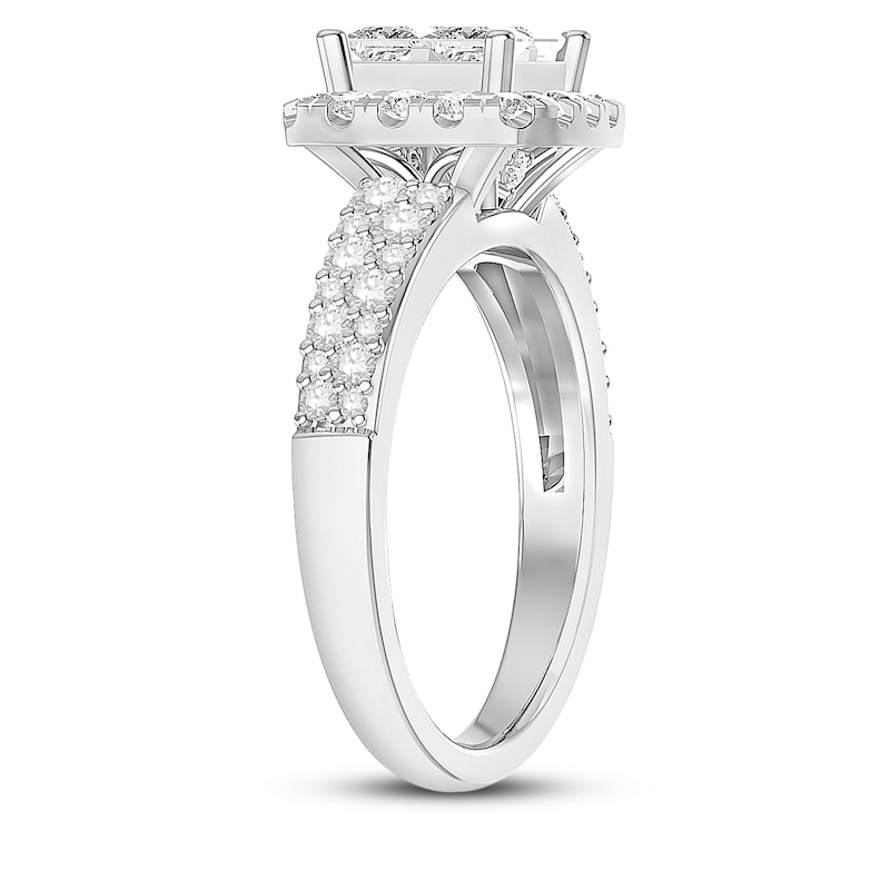 Main Image 2 of Diamond Engagement Ring 1-1/2 ct tw Round/Princess 14K White Gold
