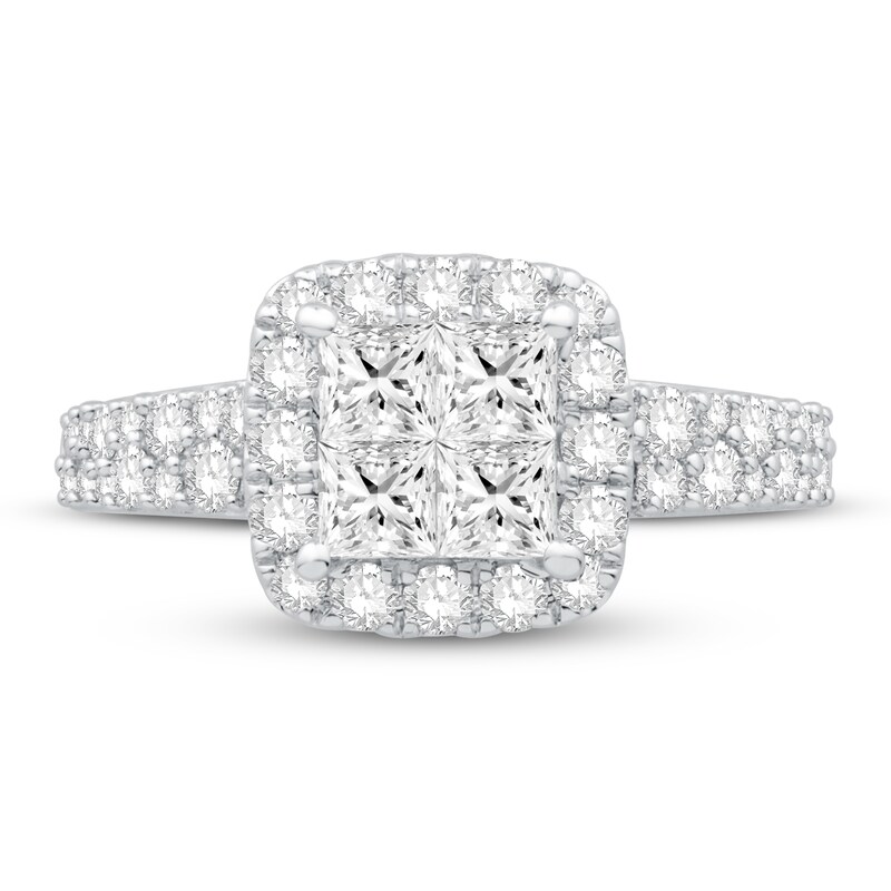 Main Image 3 of Diamond Engagement Ring 1-1/2 ct tw Round/Princess 14K White Gold