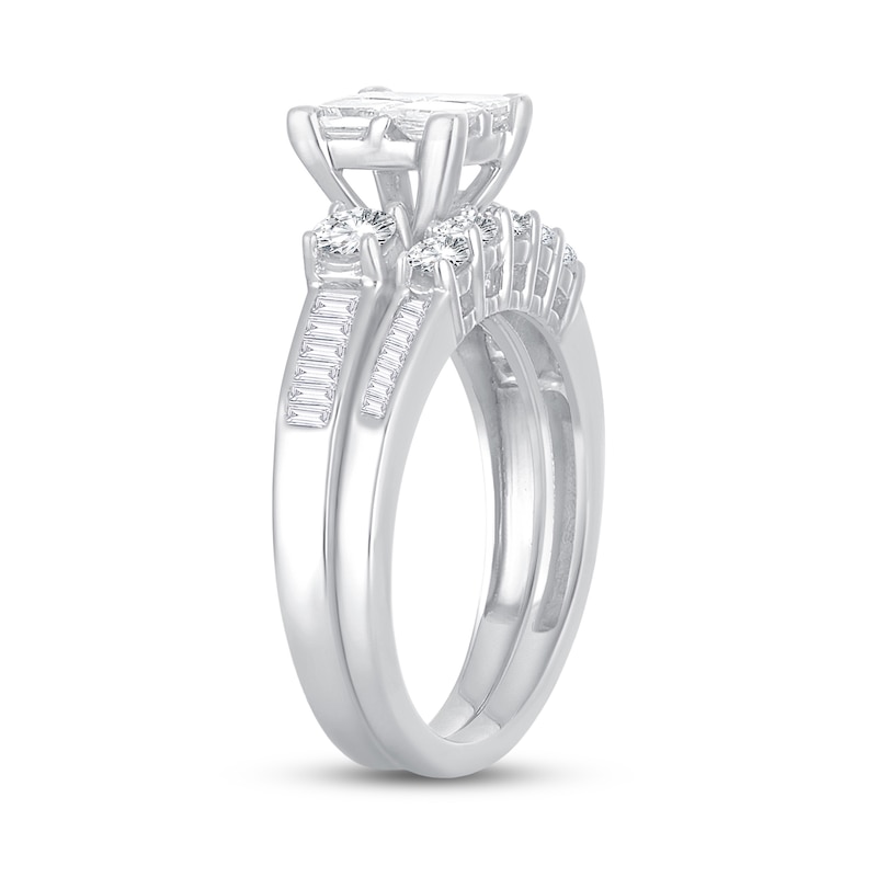 Main Image 2 of Diamond Bridal Set 1-1/2 ct tw Round/Princess/Baguette 14K White Gold