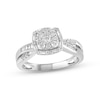 Thumbnail Image 1 of Diamond Engagement Ring 1/2 ct tw Round/Baguette 10K White Gold