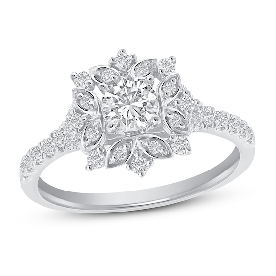 Diamond Engagement Ring 34 ct tw Round 14K White Gold