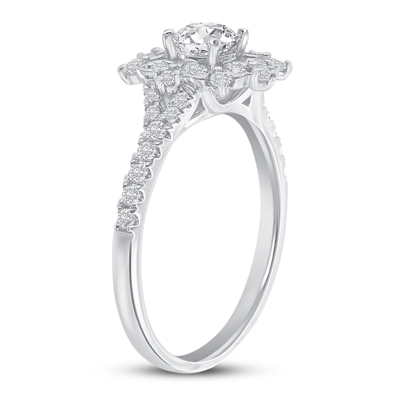 Diamond Engagement Ring 3/4 ct tw Round 14K White Gold