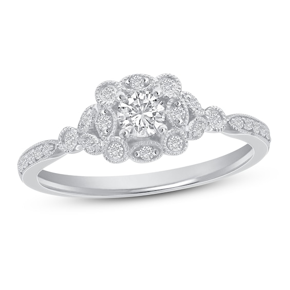 Diamond Engagement Ring 1/3 ct tw Round 14K White Gold
