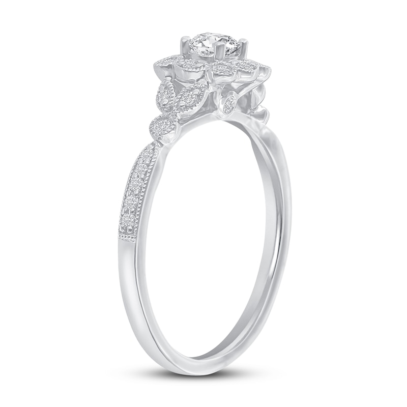 Main Image 2 of Diamond Engagement Ring 1/3 ct tw Round 14K White Gold