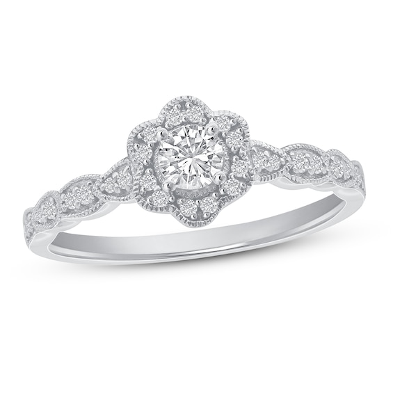 Diamond Engagement Ring 1/3 ct tw Round 14K White Gold