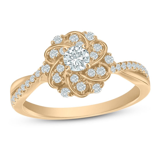 Diamond Engagement Ring 1/2 ct tw Round 14K Yellow Gold