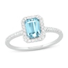 Thumbnail Image 1 of Natural Aquamarine Engagement Ring 1/4 ct tw Diamonds 14K White Gold 10.5mm