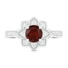 Thumbnail Image 1 of Natural Garnet Engagement Ring 1/4 ct tw Diamonds 14K White Gold