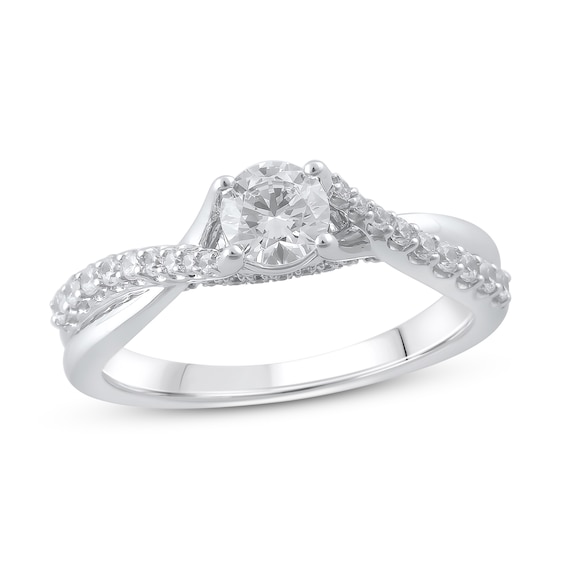 Diamond Engagement Ring 34 ct tw Round 14K White Gold