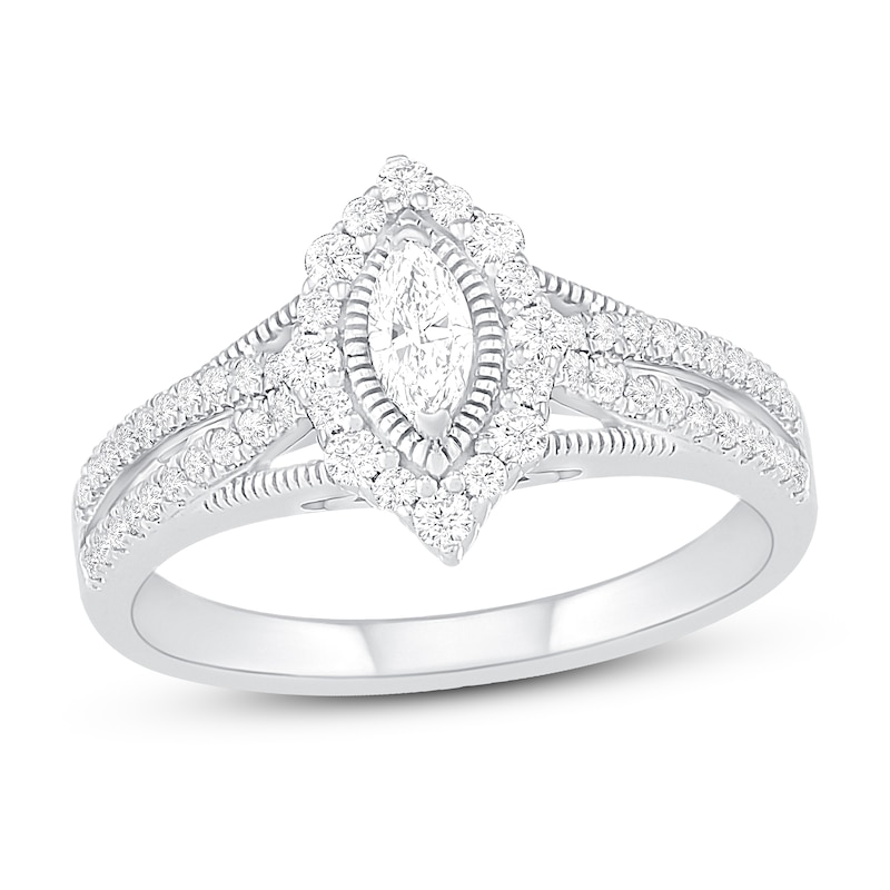 Diamond Engagement Ring 3/4 ct tw Round 14K White Gold