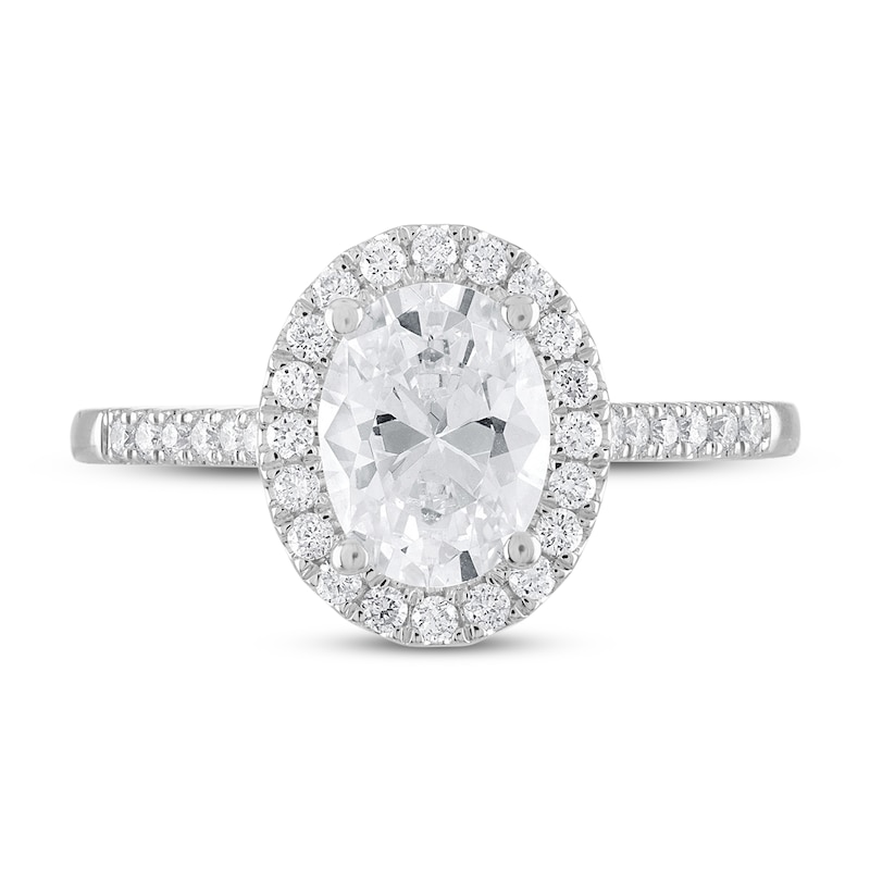 Main Image 3 of Diamond Engagement Ring 1-1/5 ct tw Oval/Round 18K White Gold